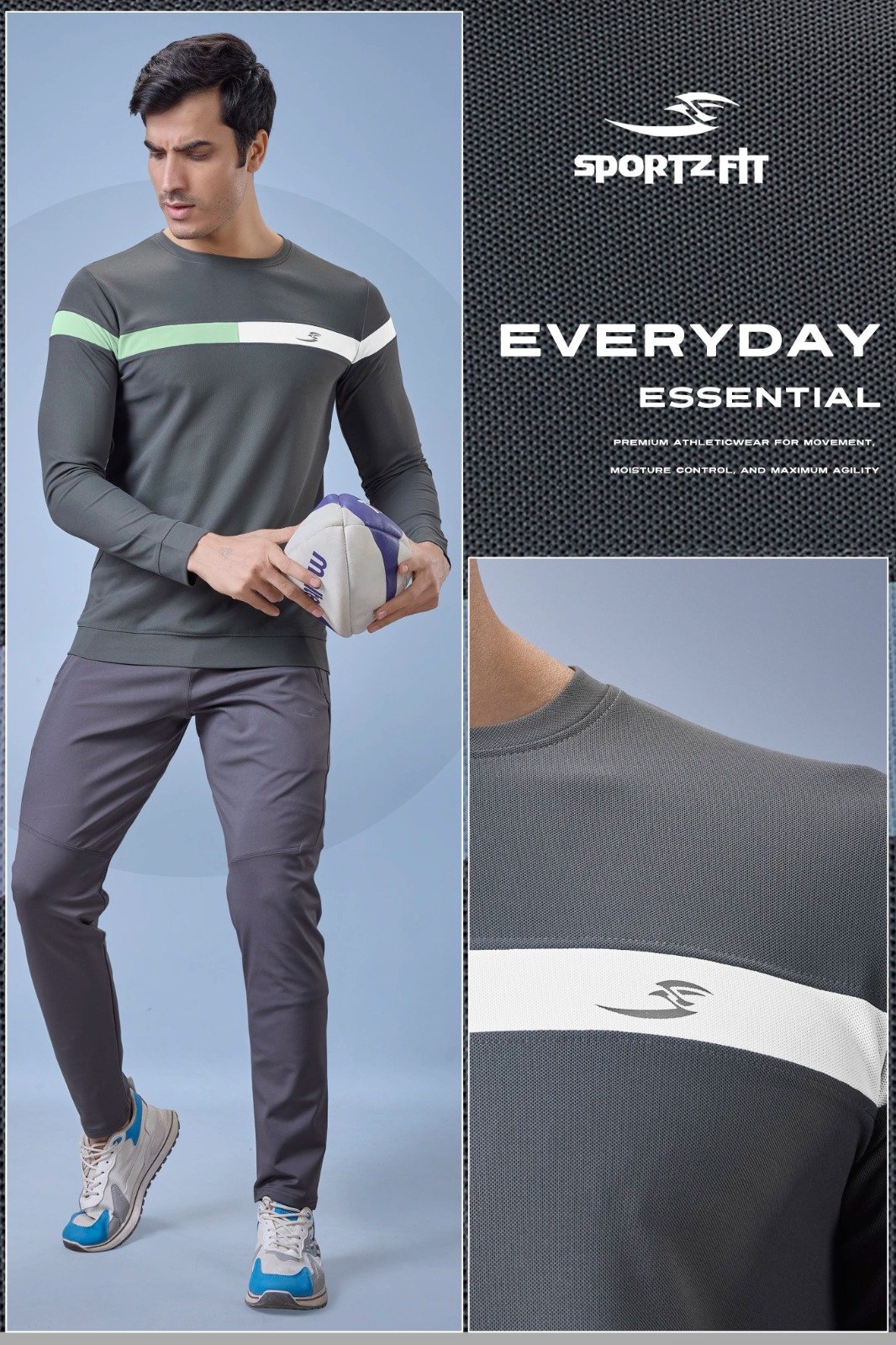 Men Round Neck Full Sleeve T-Shirt - Grey | L | SBT65